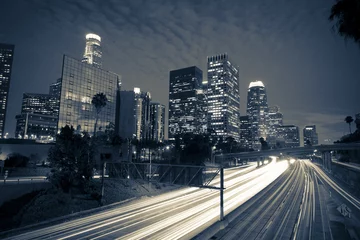 Crédence de cuisine en verre imprimé Los Angeles Los Angeles en noir et blanc