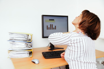 Business woman with neck pain