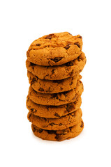 Chocolate cookies isolated on the white background
