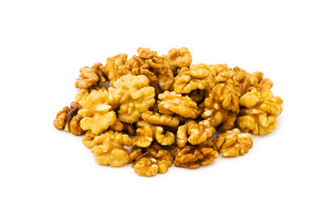 Fresh walnut nuts isolated on the white