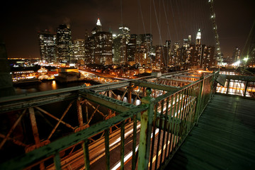 night view to Manhattan from Brooklyn bridge