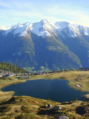 Naklejka na ściany i meble Swiss Mountain Resort Of Bettmeralp Bernese Alps