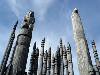 Carved Totem Poles Burnaby Mountain Park British Columbia Canada
