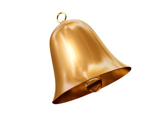 metal golden bell isolated on white
