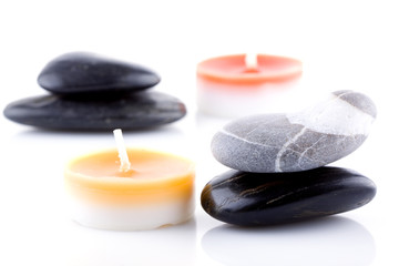 Fototapeta na wymiar spa stones with candle