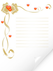 Love letter with bow and hearts