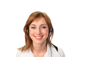 Business woman on headset