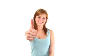 Girl with Thumb up to the camera