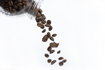 Falling coffee beans
