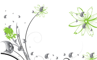 beautiful abstract illustration with floral and butterfly