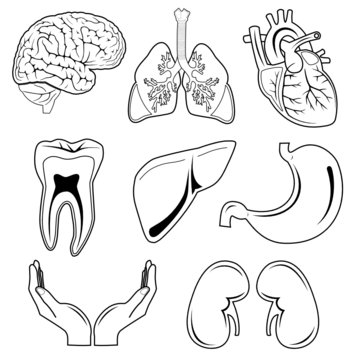 Vector medical icons. Black and white. Simply change.