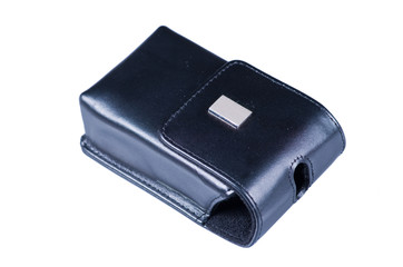 Black leather camera case