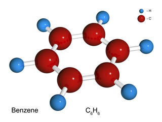 Isolated 3D model of a molecule of benzene