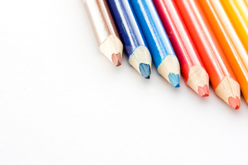 Crayons on white background