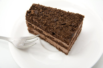 Slice of chocolate cream cake