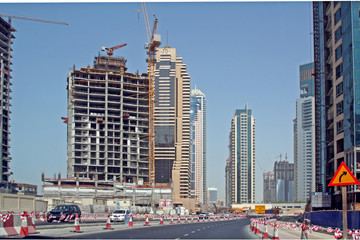 Naklejka premium Baustellen, Bautätigkeit in Dubai