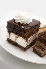 Two chocolate cakes p on white background