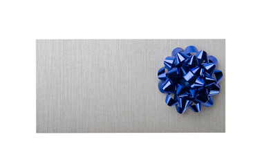 Silver envelope with decoration blue bow