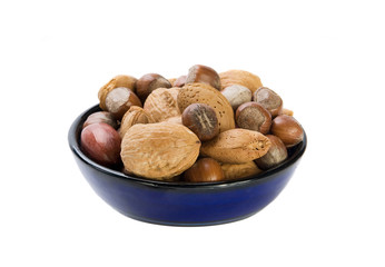 Nuts mix in blue plate