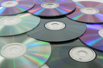 CD DVD's layed out close up