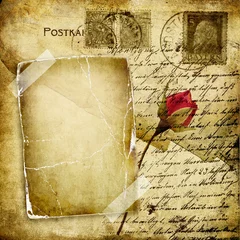 Gordijnen vintage love letter with dry rose © Freesurf