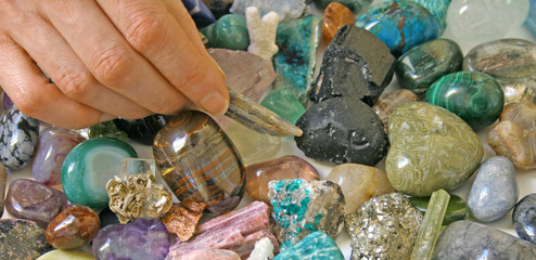 Crystal Therapist choosing stones close up © Nikki Zalewski