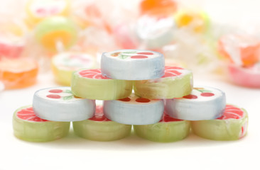 Pyramid from colour sugar candies