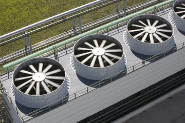 Cercles muraux Bâtiment industriel Tour de refroidissement à l& 39 usine d& 39 énergie