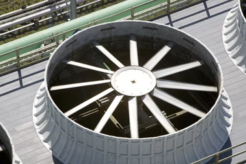 Photo sur Plexiglas construction de la ville Cooling fan at energy plant