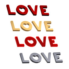 Love with heart isolated on the white.