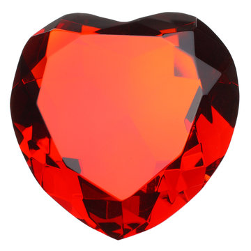Heart shaped ruby jewel isoladed on white