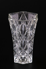 Crystal flower vase on a black background