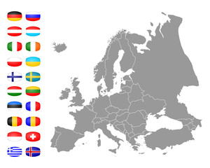 landkarte europa mit flaggen