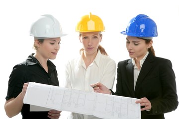 Architects woman working, isolated at studio