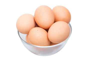 Eggs in glass bowl
