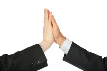 Two hands, which are touched by palms