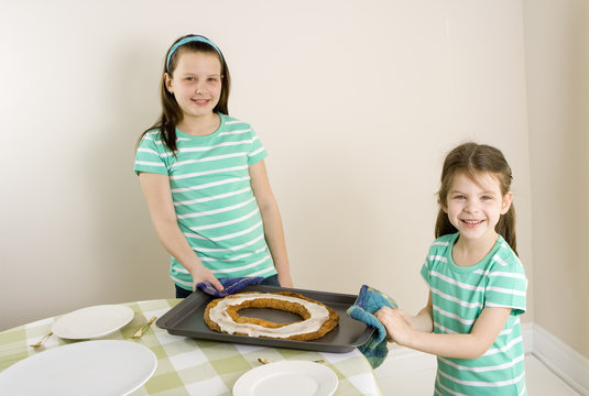 Sisters With Baked Danish Kringle