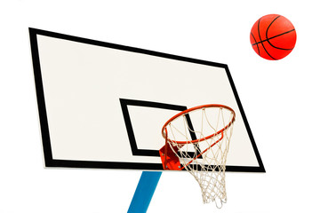 Backboard and ball on white