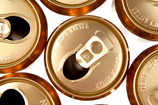 Open Aluminum Drink Cans Closeup