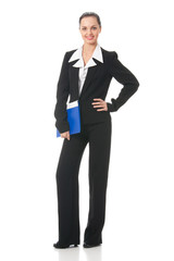 Full body portrait of businesswoman, isolated on white
