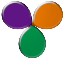 fleur chromatique en 3d avec les 3 couleurs secondaires