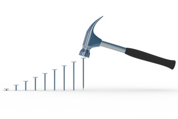 hammer in nails. Isolated 3D image