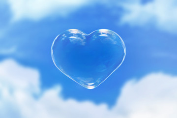 Bublle heart at the sky