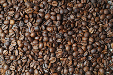 Close up of lots of espresso beans