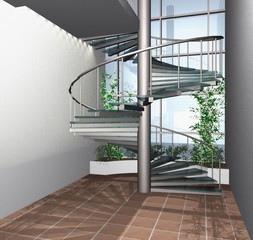 3D render of modern house building interior