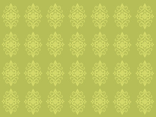 Green background with yellow ornament