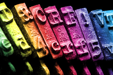 Rainbow typewriter detail macro