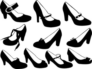 women shoes collection - vector