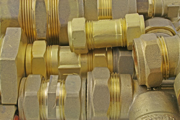 close up plumbers compression fittings