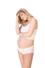 Fototapeta premium Pregnant Woman unwell - headache or depression